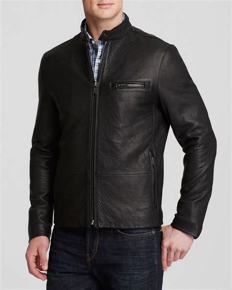 mens michael kors napa racer jacket|Leather Racing Jacket .